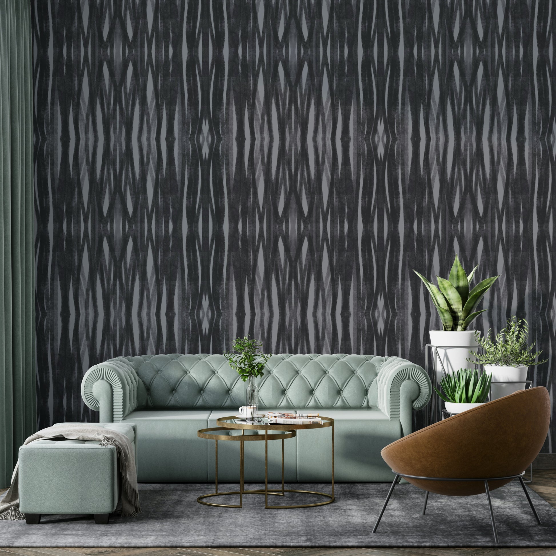 Charcoal Symmetry wallpaper for contemporary spaces

