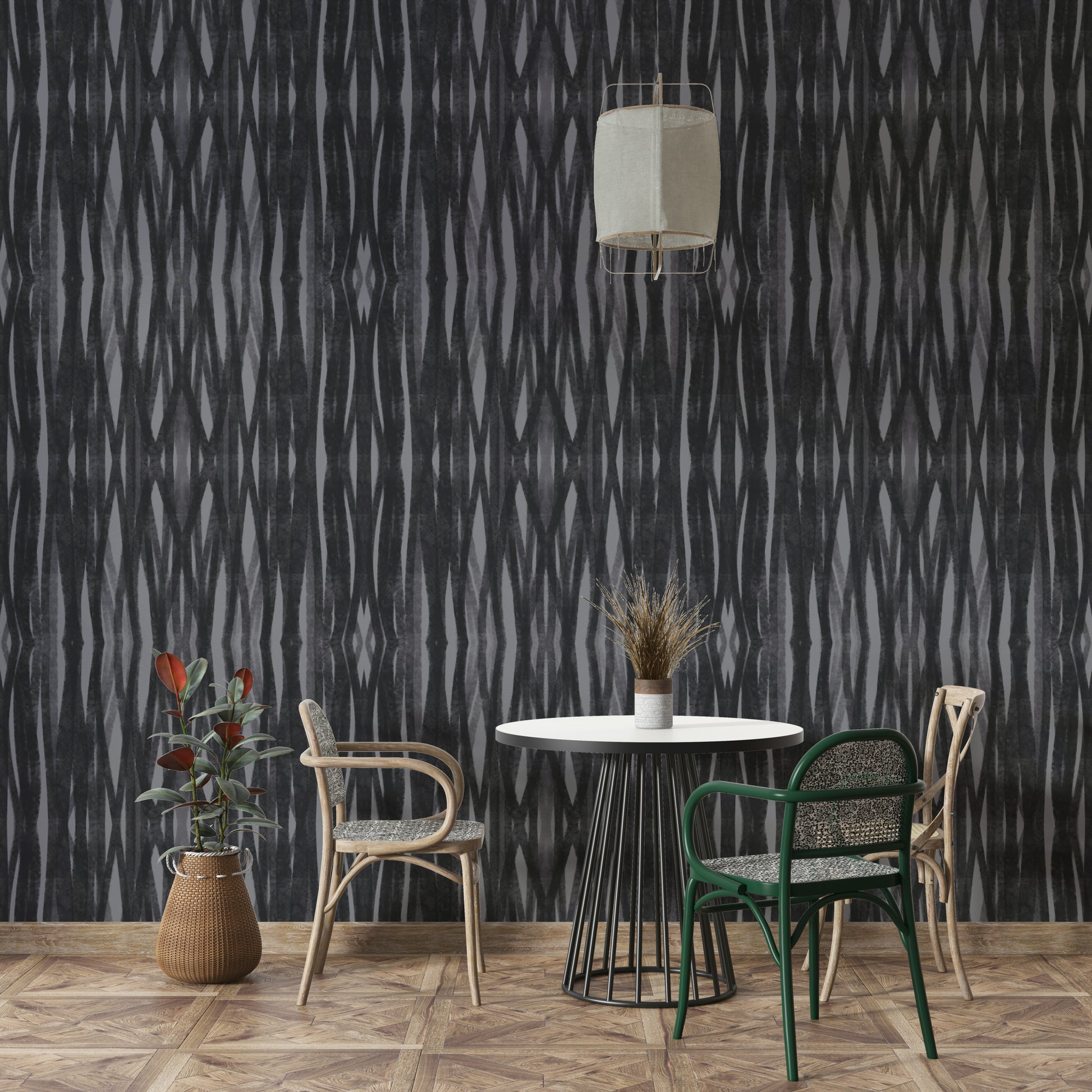 Peel-and-stick Charcoal Symmetry wallpaper for walls


