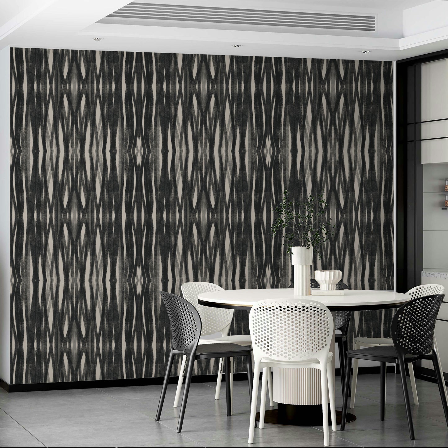 Elegant charcoal woven wallpaper for living rooms

