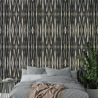 Subtle woven wallpaper design in charcoal color

