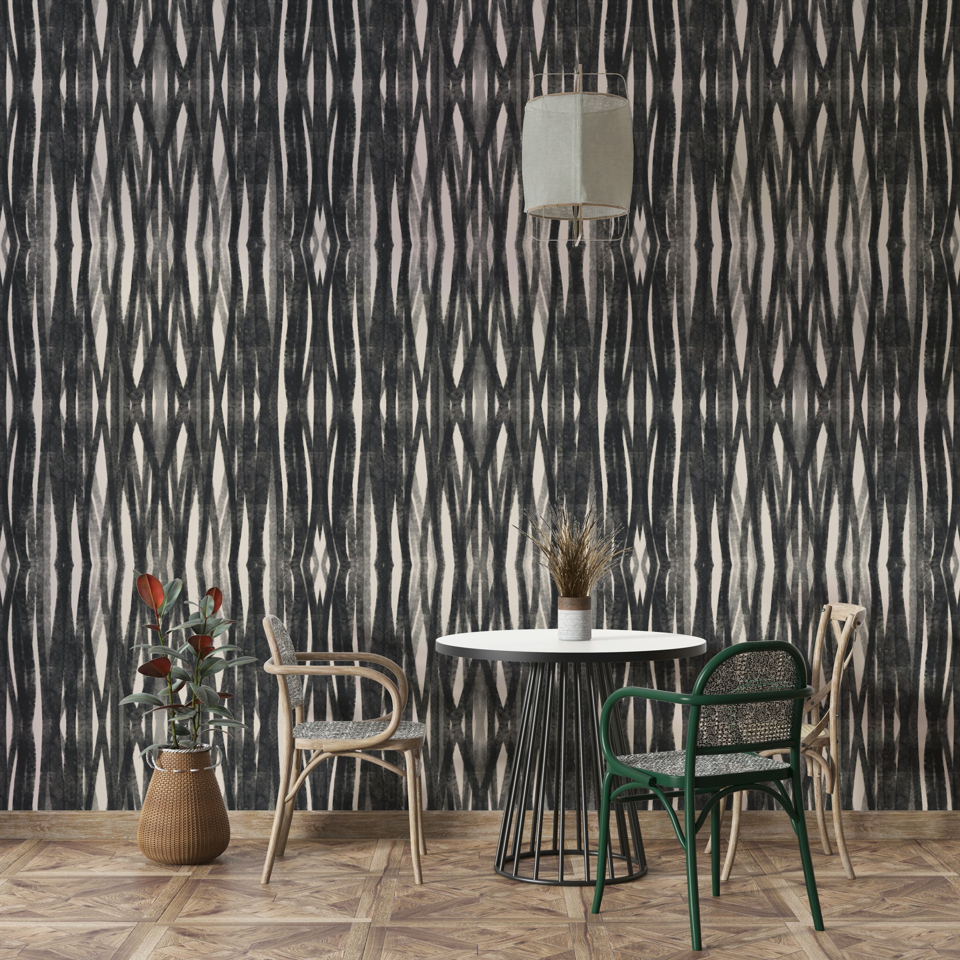 Modern Ethereal Charcoal Weave wallpaper for offices

