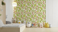 Wild roses and butterflies wallpaper for bedroom decor

