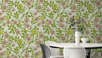 Wild roses and butterflies wallpaper for floral decor

