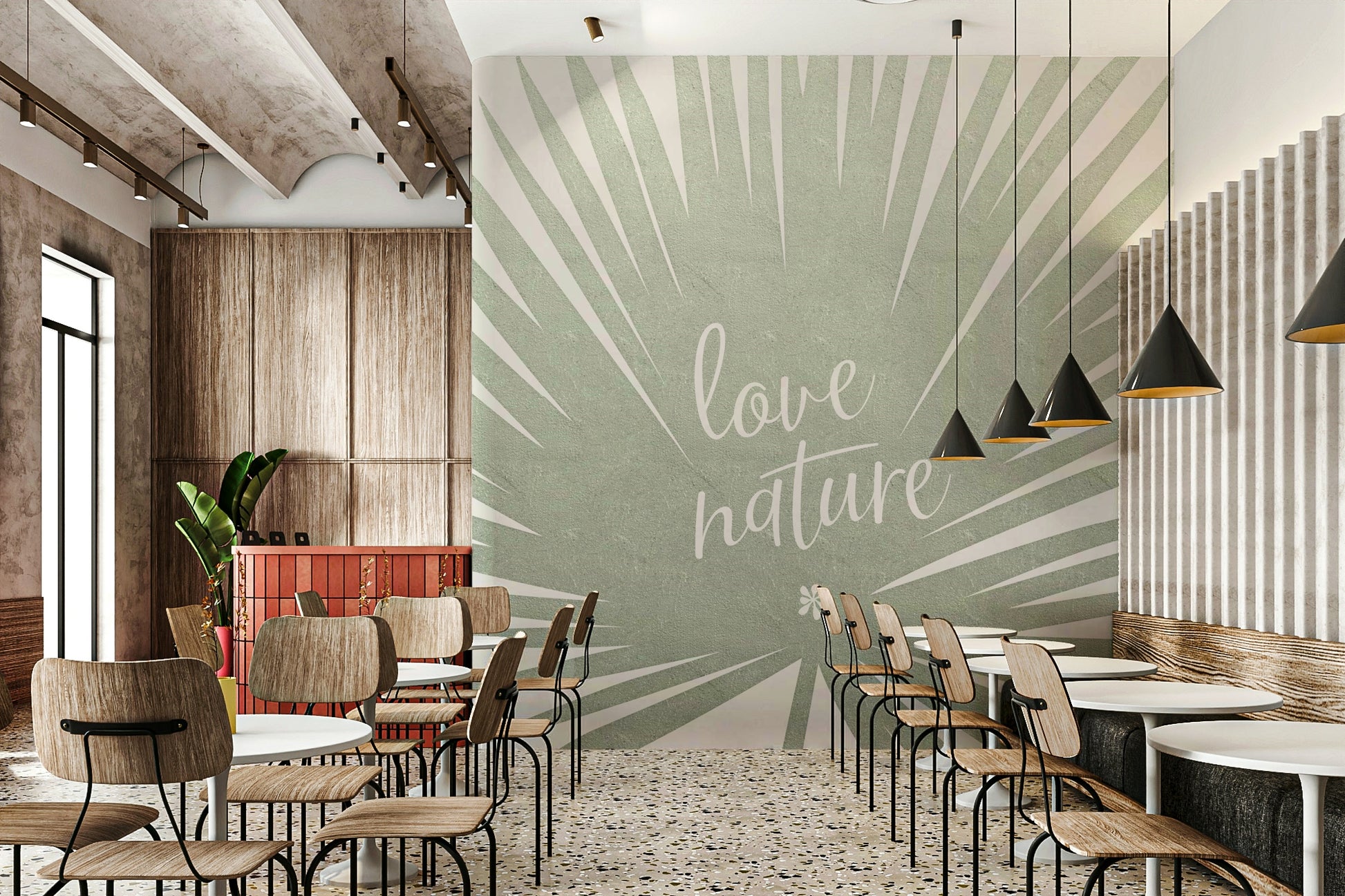 Nature-inspired Love Nature wall mural for living room

