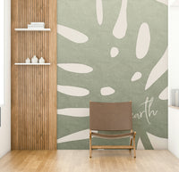 Green nature-inspired Love Earth wall mural for living room

