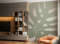 Bright green botanical mural for modern home design

