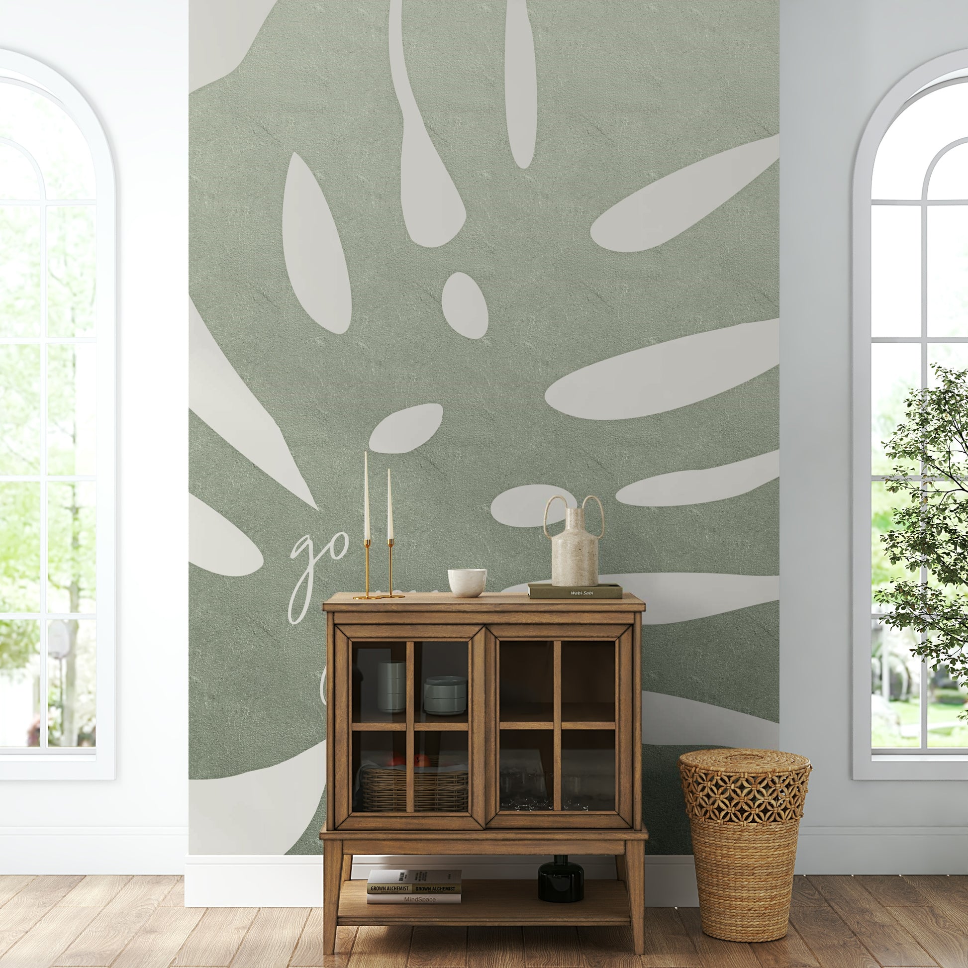 Go Green wall mural with lush, vibrant foliage

