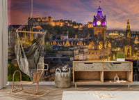 Beautiful Edinburgh skyline at sunset wall mural

