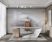 Colorkey Golden Gate Bridge foggy atmosphere mural.

