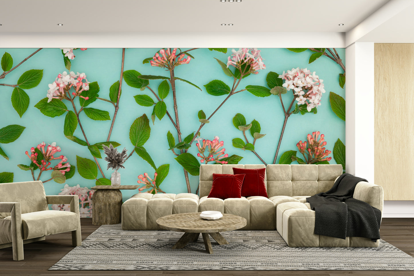 Elegant and delicate Viburnum Juddii flowers wall art.

