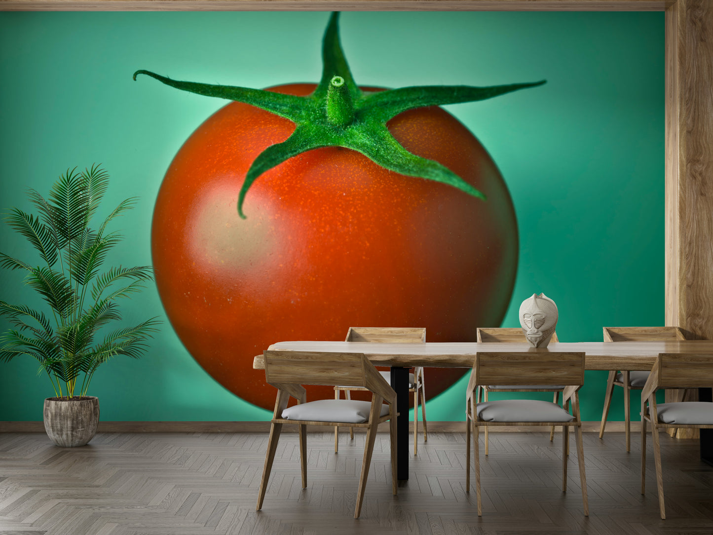 Fresh red tomatoes wall mural with a rustic touch

