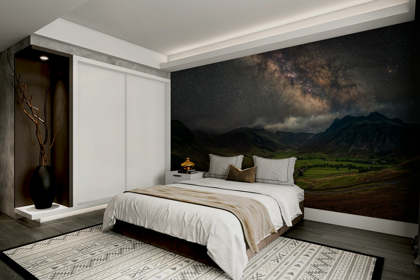 Dark sky mural with Milky Way and star clusters

