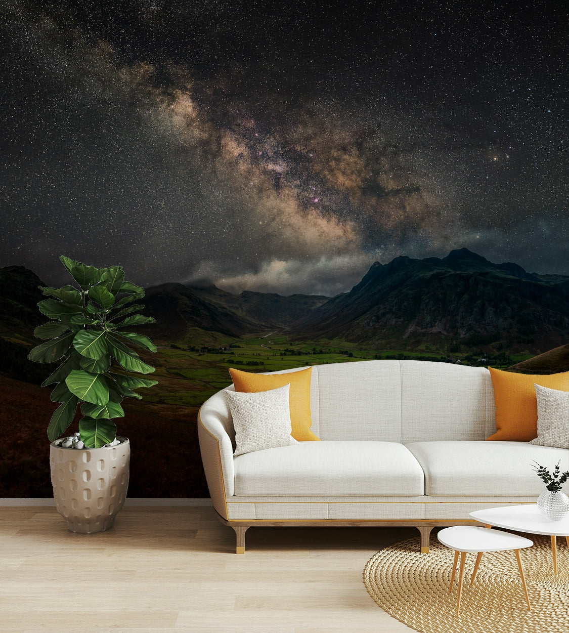 Deep space mural featuring Milky Way and stars

