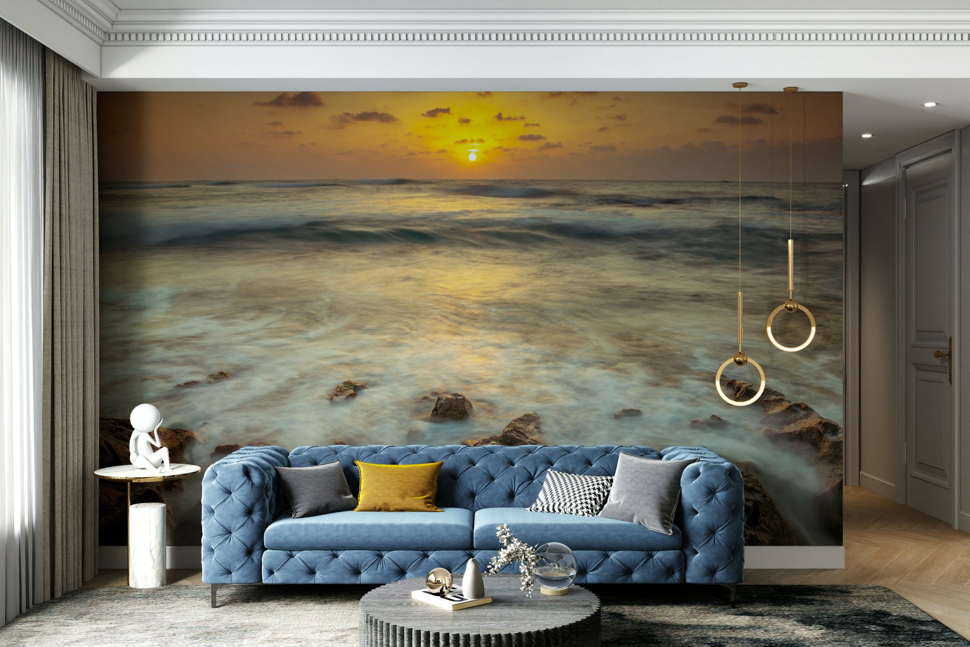 Ocean breeze captured in sunset mural

