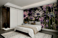 Close-up of delicate meadow flowers set against a dark backdrop

