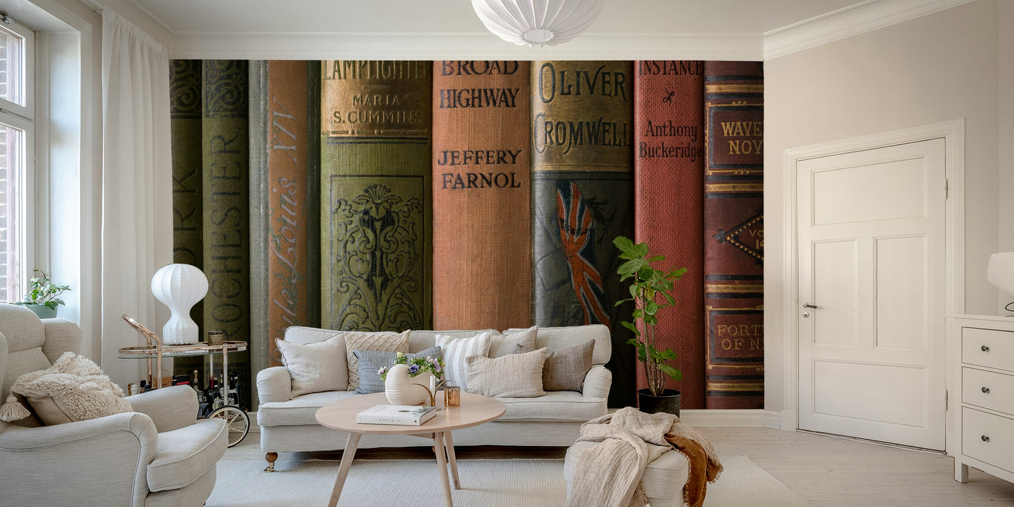 Ideal wallpaper for book lovers and vintage design enthusiasts

