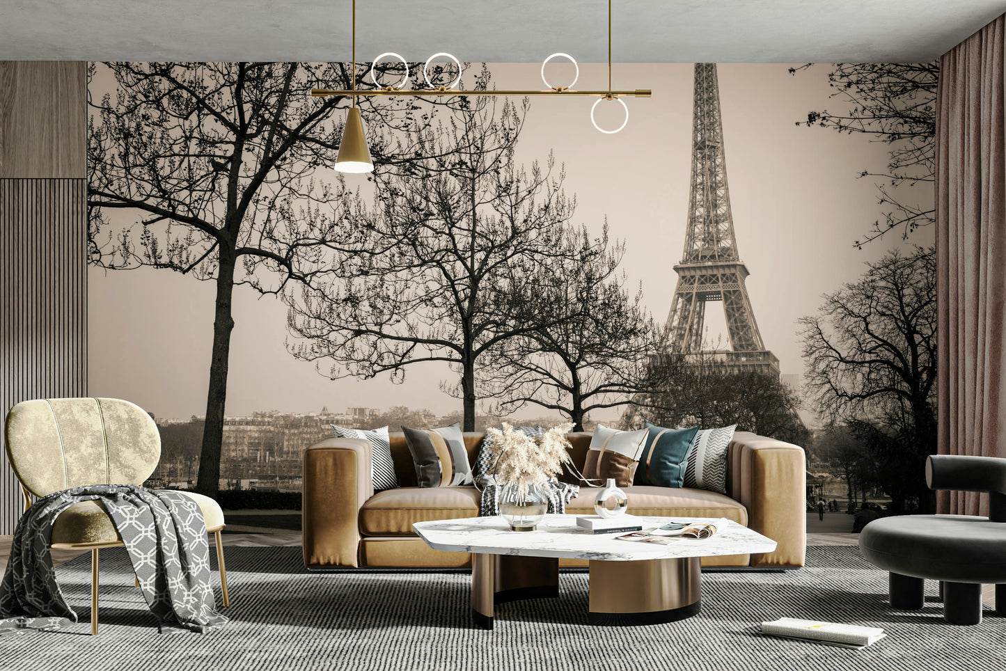 Sepia dreamscape of Paris perfect for living rooms or bedrooms


