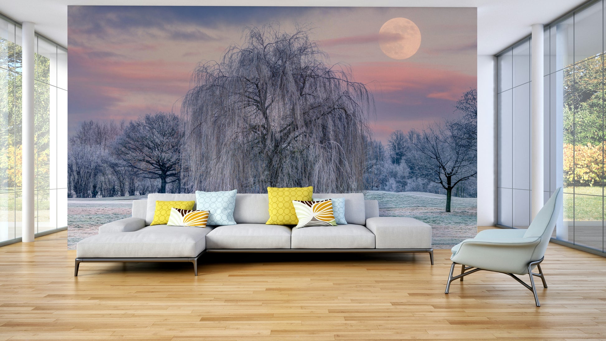 Soft colors and moonlight creating a dreamlike scene on your walls

