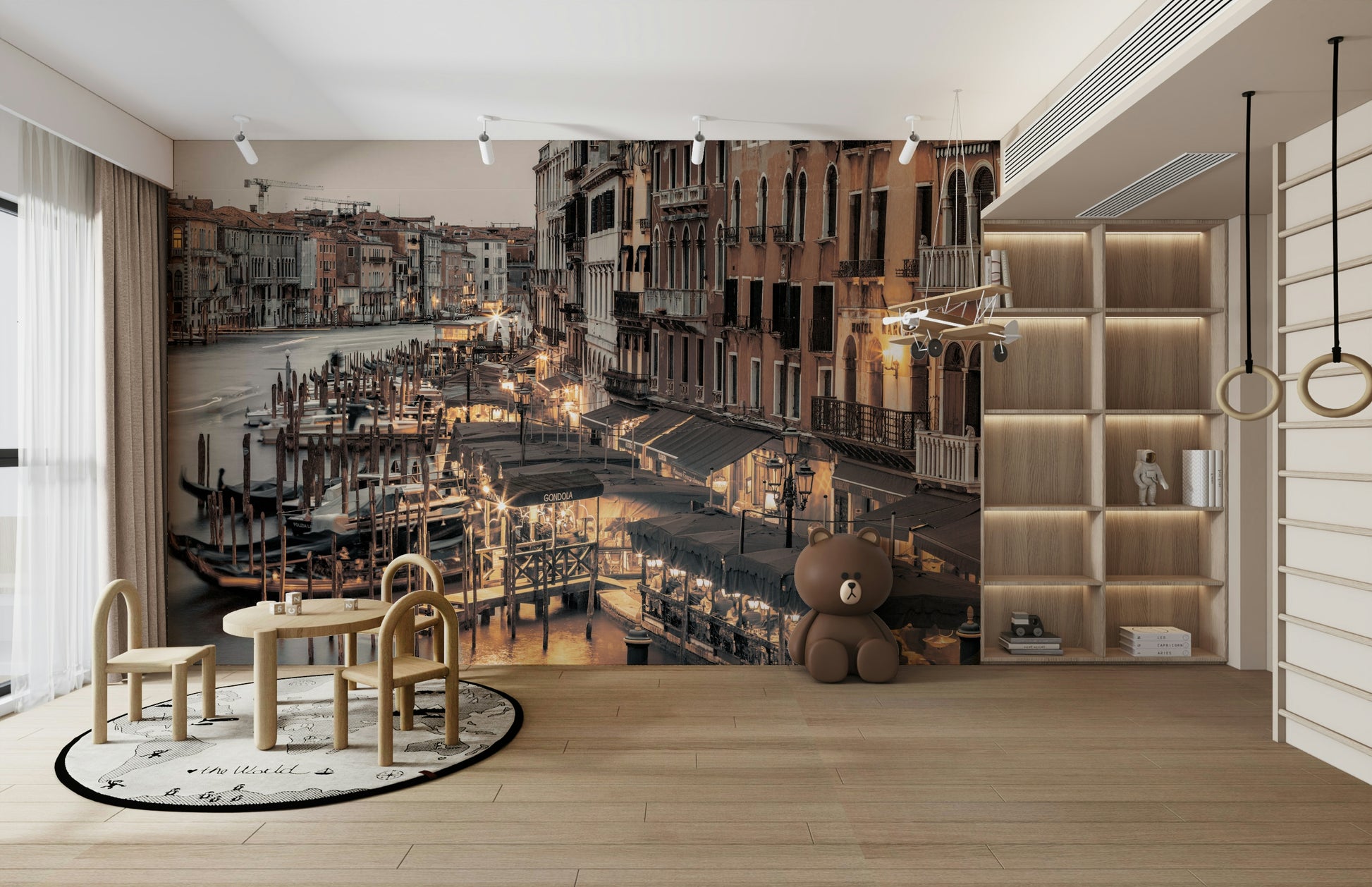 Muted pastel hues and gentle reflections in the Venice canal

