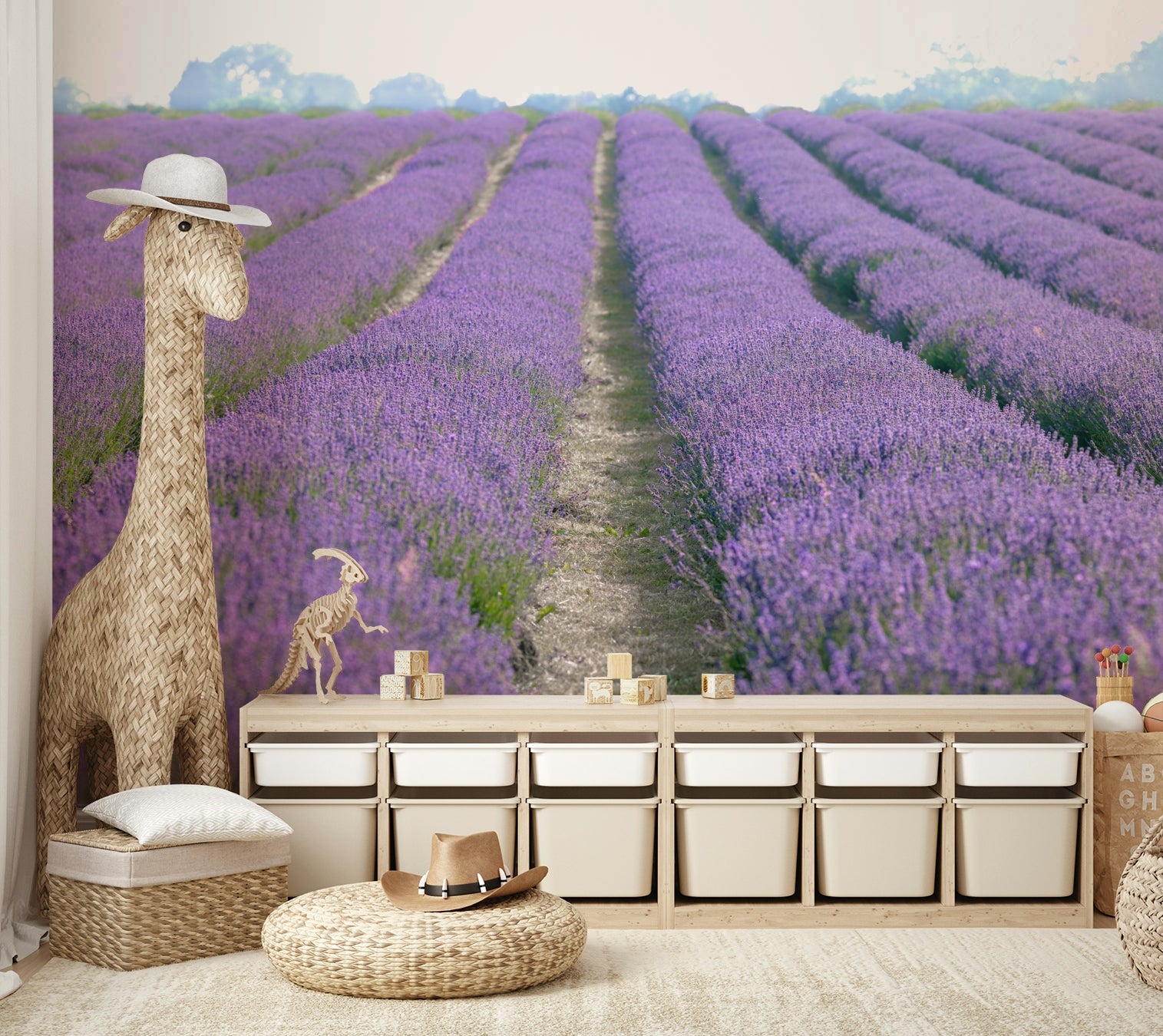 Wall mural bringing the calming beauty of lavender indoors

