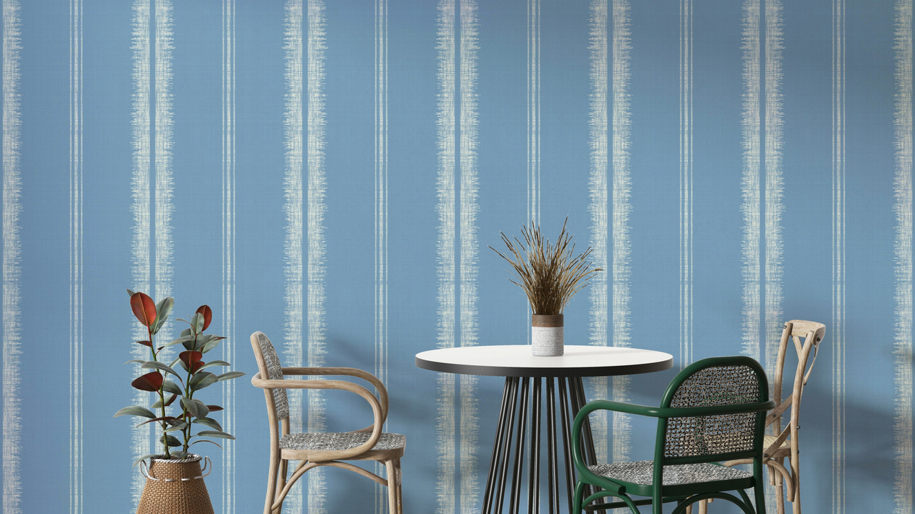 Close-up of Provence-inspired French blue stripes for a serene space

