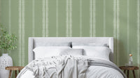Provence Boho Stripes Light Green Wallpaper with soft stripes

