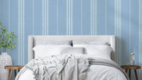 Boho Stripes Sky Blue Wallpaper design close-up

