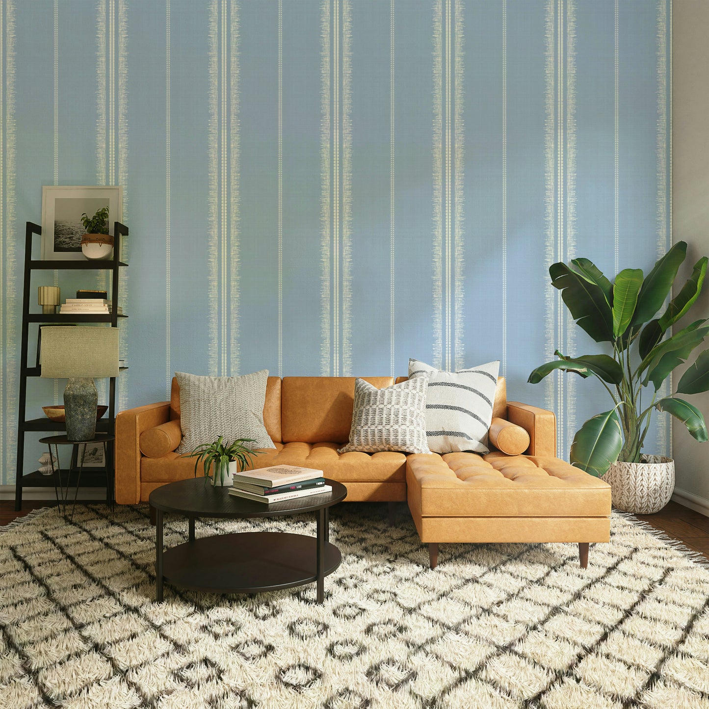 Stripes in soft blue tones for calming atmosphere

