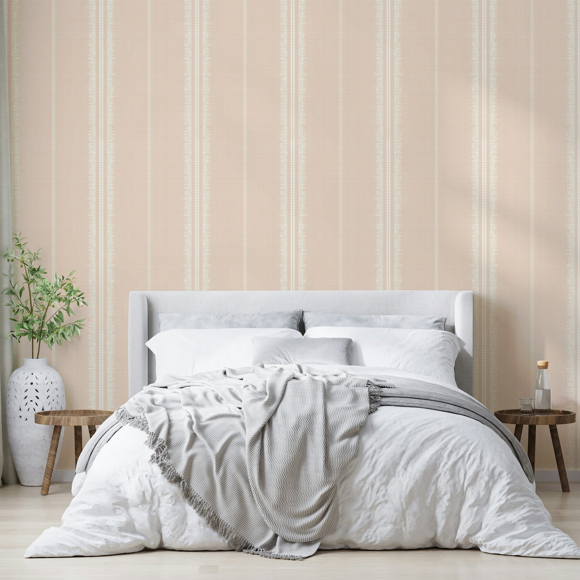 Peel-and-stick Boho Stripes Satin wallpaper for easy application

