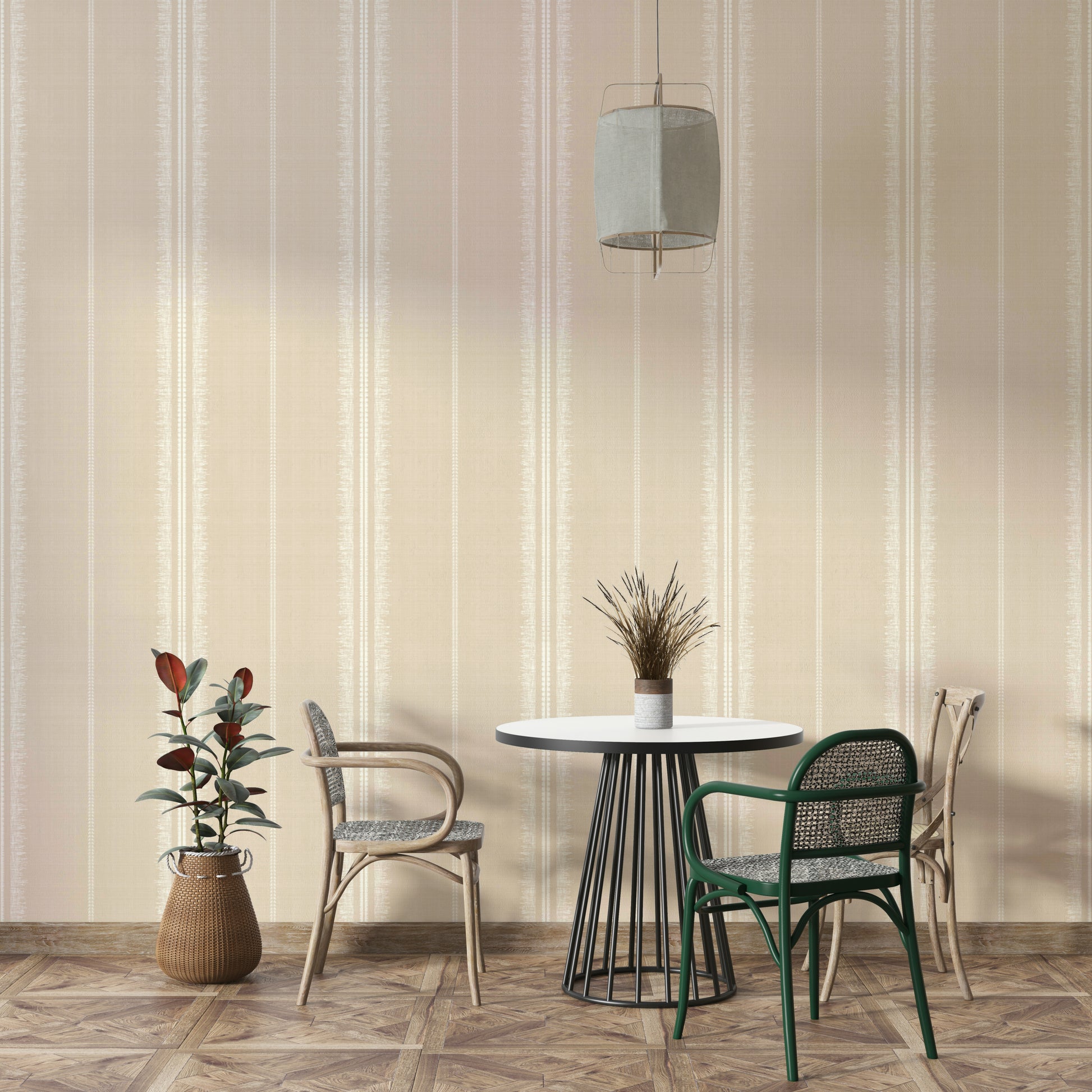 Peel-and-stick Boho Stripes Sand wallpaper for easy installation


