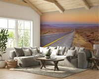 Scenic desert drive mural wallpaper
