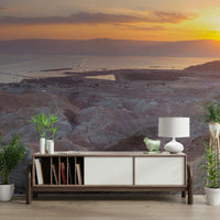 Arid land wallpaper with morning glow
