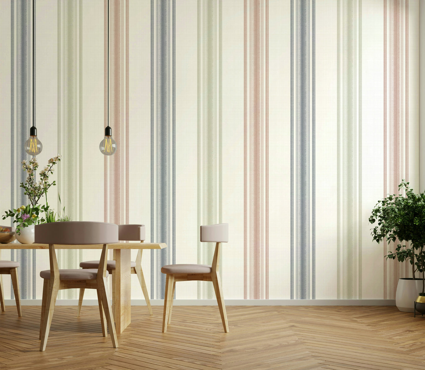 Rustic striped wallpaper for living rooms
