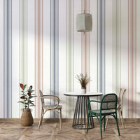 Soft blue and green striped mural
