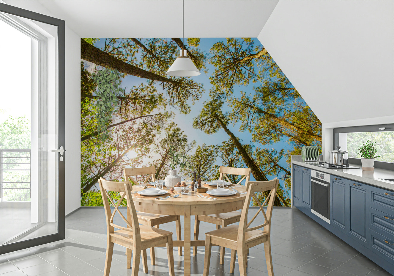 Skyward Trees Wallpaper for Walls: Nature's Beauty Wall Mural