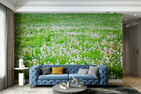 Calm wall design with meadow scene
