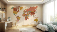 Wall mural of world map for study or office
