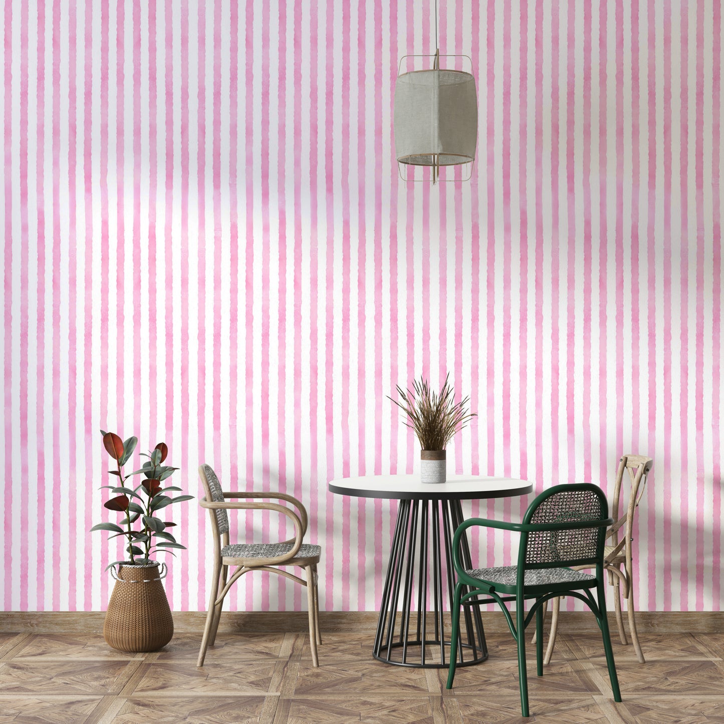 Calm stripe wall mural in soft hues
