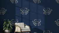 Retro octopus mural wallpaper design
