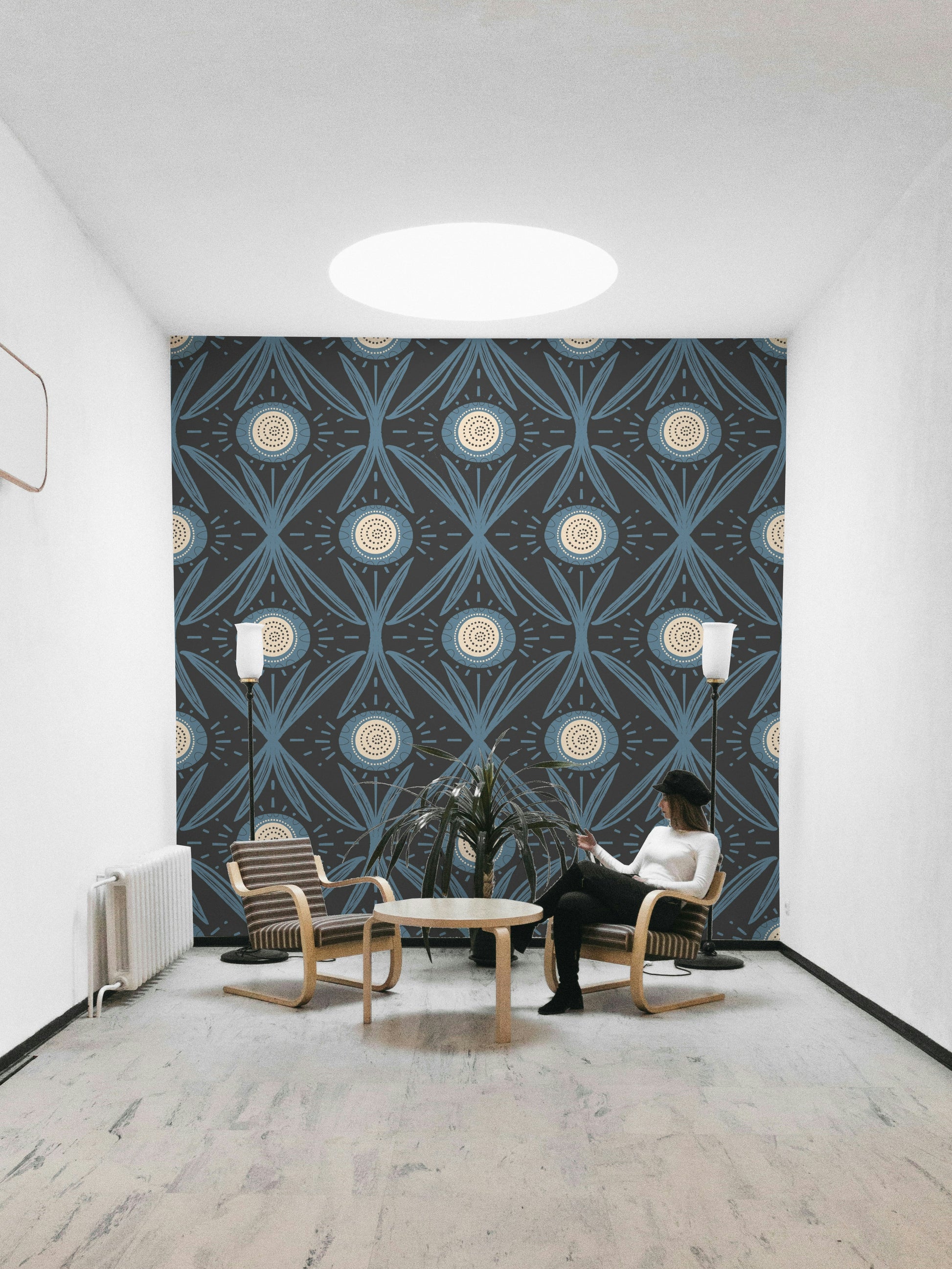 Soft and bold floral mural combination
