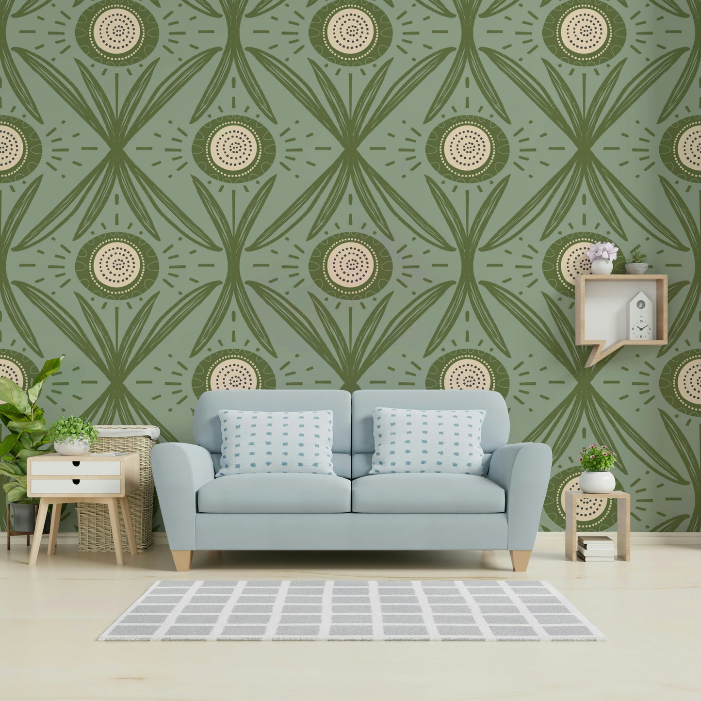 Close-up of soft green flower design
