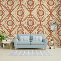 Light background with terracotta flower details
