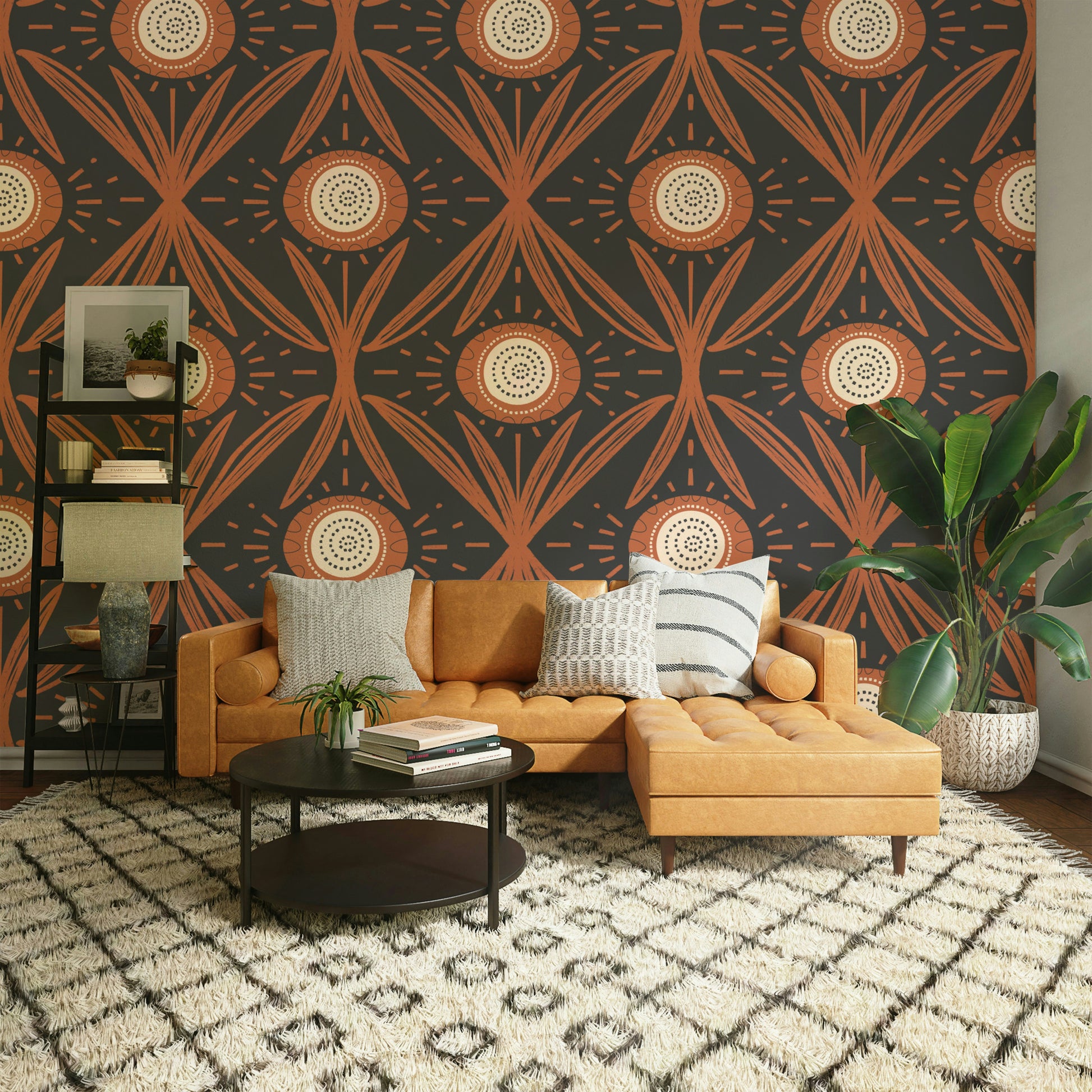Wall mural with warm earthy tones
