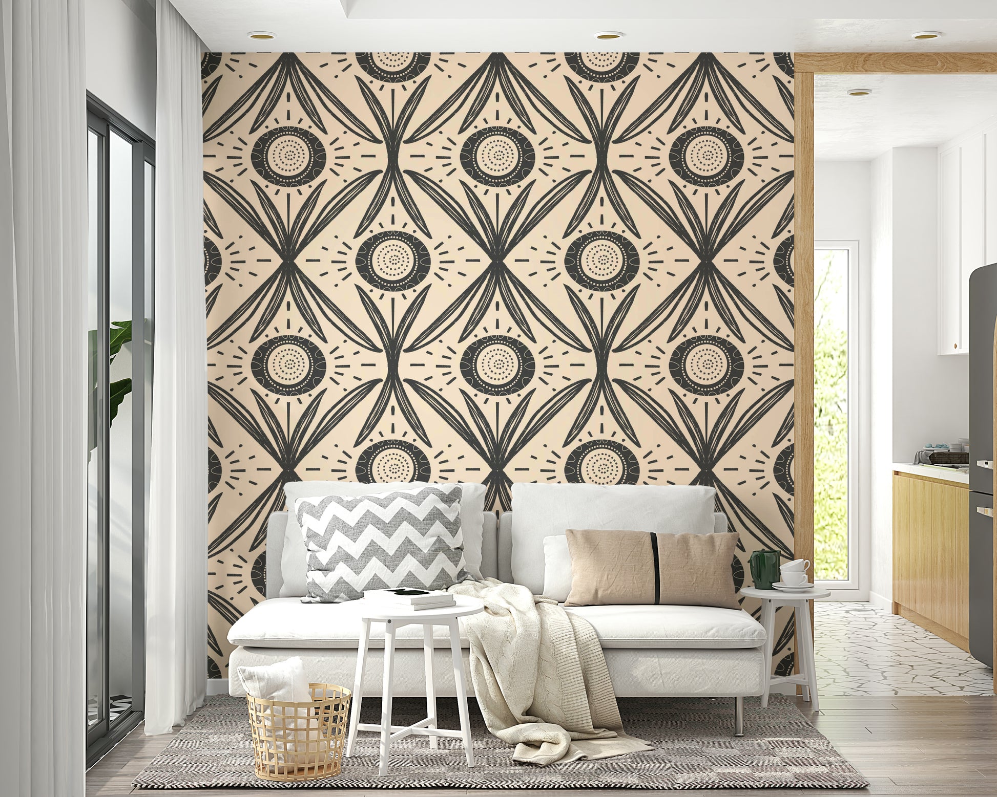 Charcoal and cream mural for cozy walls
