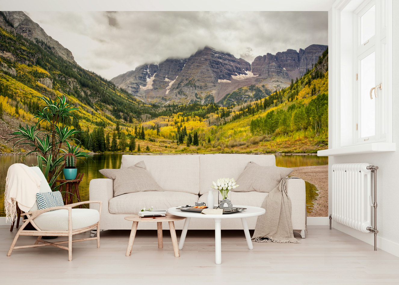 Autumn's Palette: A Mountain Lake Wall Mural