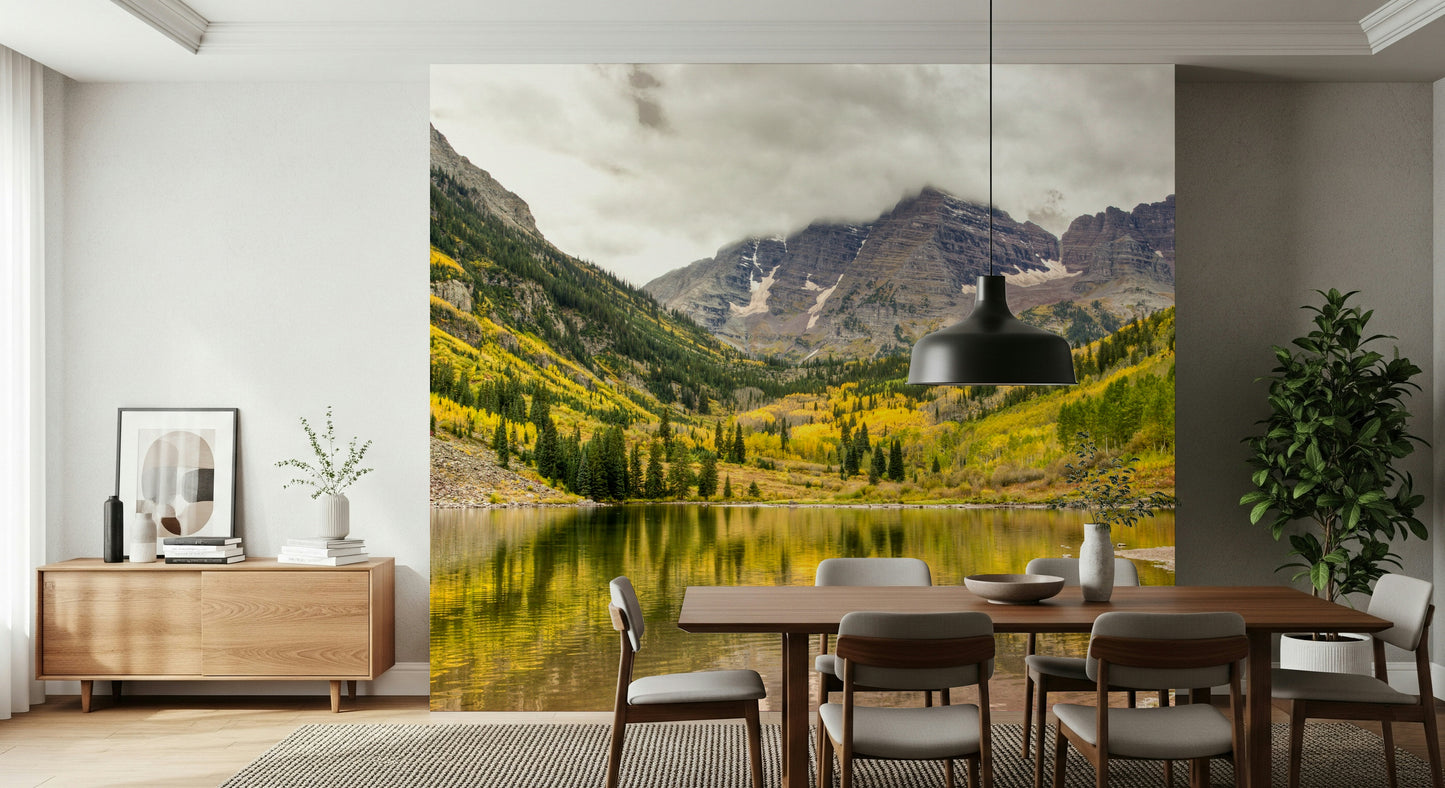 Autumn's Palette: A Mountain Lake Wall Mural