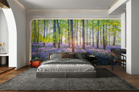 Serene forest scene with lush green trees
