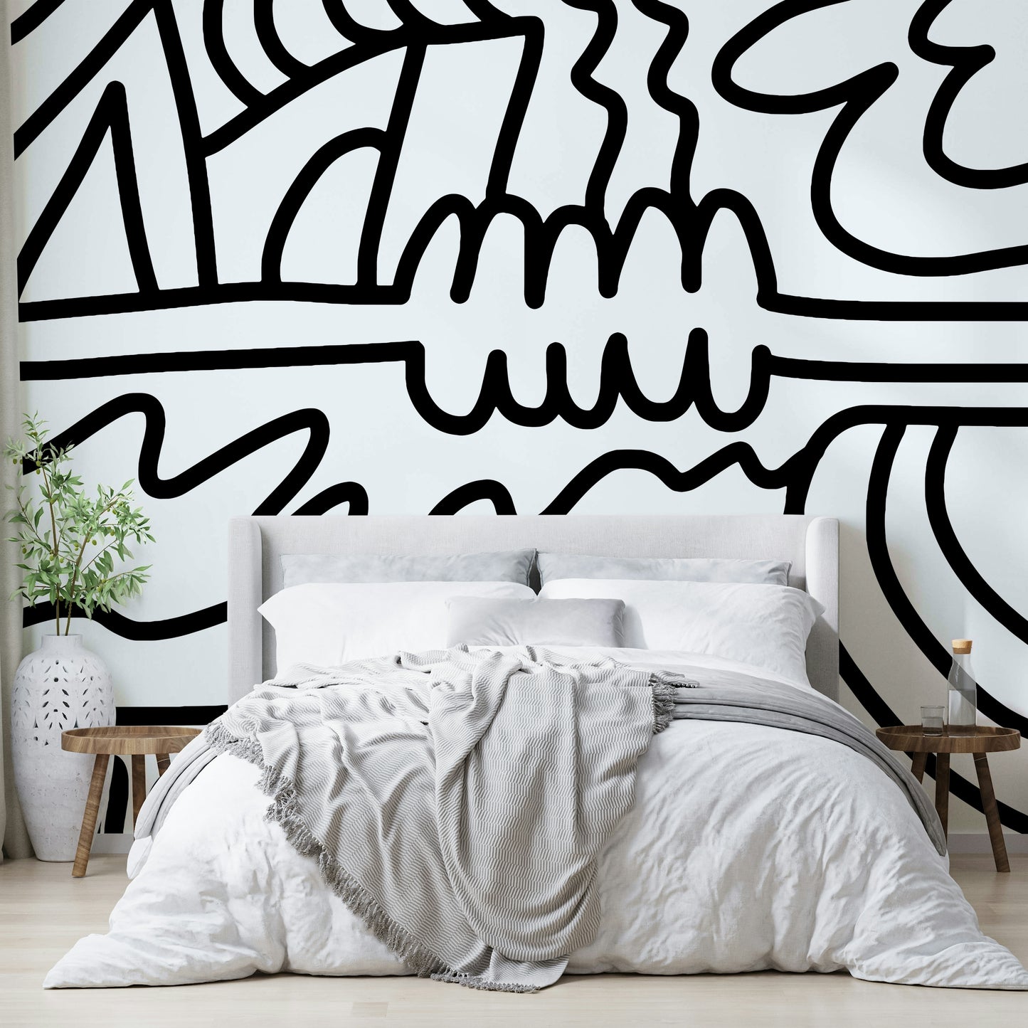 Minimalist mural design adding balance and harmony

