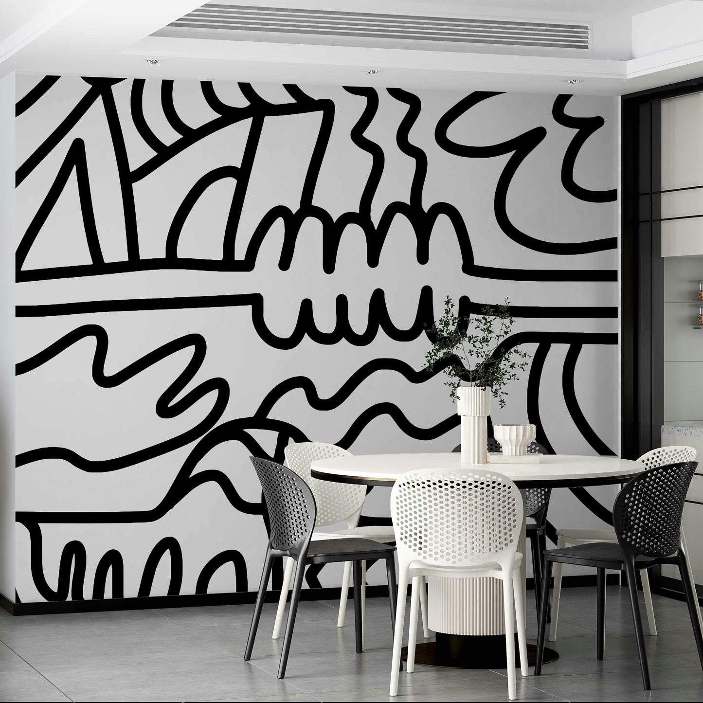 Abstract Flow Wall Mural with sweeping curves and fluid shapes

