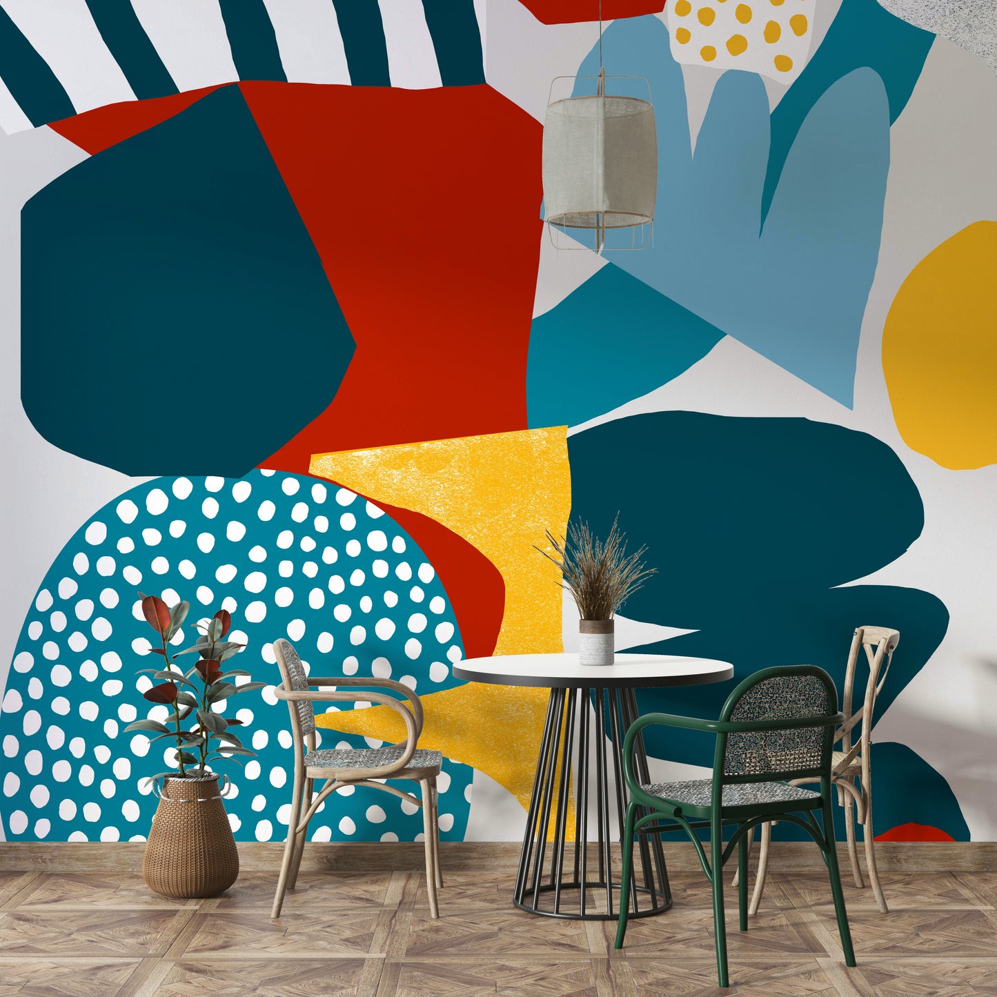 Free Mind Wall Mural with vibrant, abstract shapes and colors

